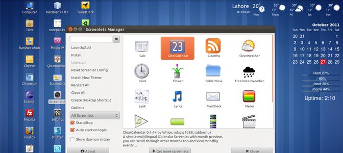 استفاده از ابزارک ها در لینوکس به کمک ابزار Screenlets