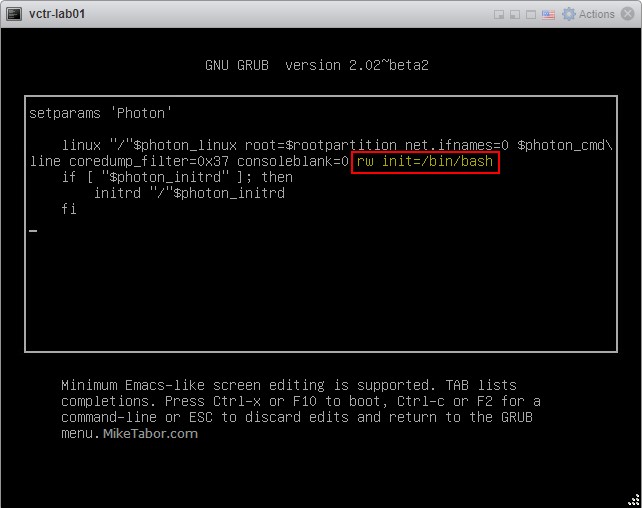 ریست کردن رمز عبور روت VMware vCenter Server Appliance